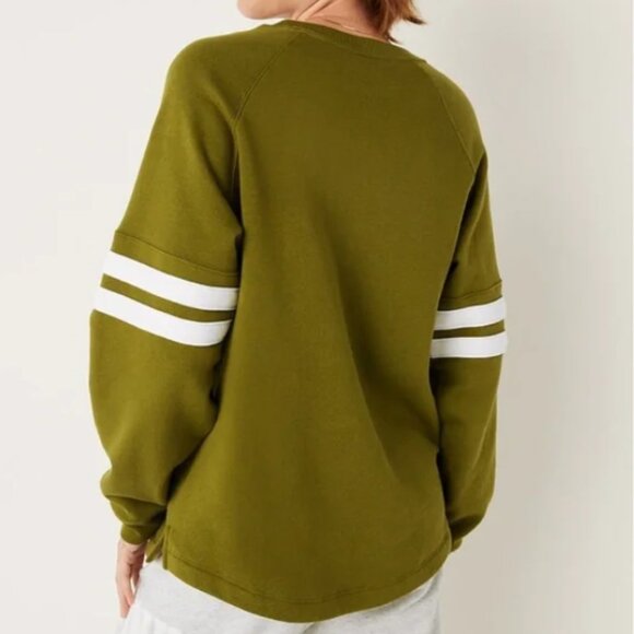 Victoria's Secret PINK Fleece Oversized Crewneck Sweatshirt Green M - Picture 3 of 9